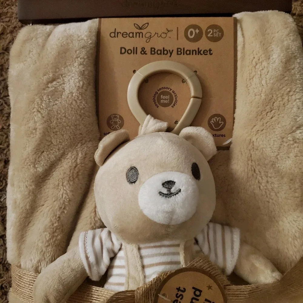 Dreamgro Baby Blanket & Plush Buddy Bear Dream‎ Gro NEW Tan